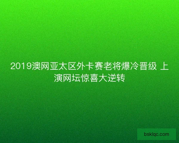 2019澳网亚太区外卡赛老将爆冷晋级 上演网坛惊喜大逆转